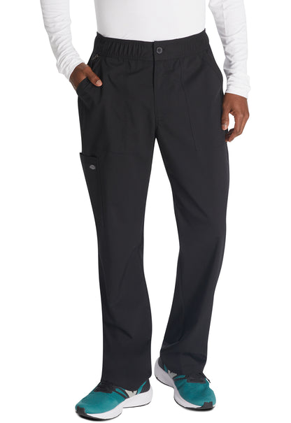 Herenbroek met middelhoge taille en rechte pijpen met elastische tailleband en 2-way stretch