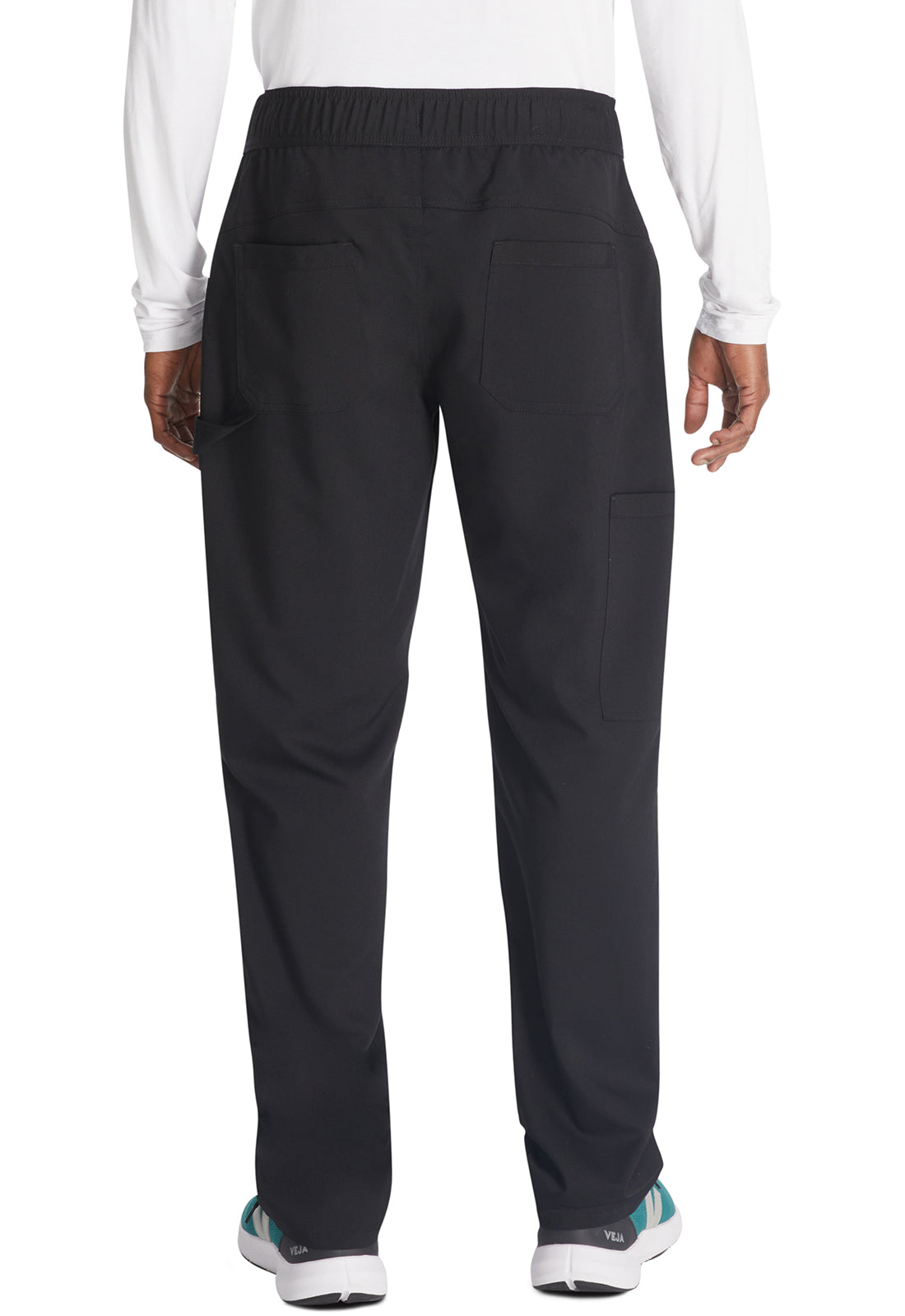 Herenbroek met middelhoge taille en rechte pijpen met elastische tailleband en 2-way stretch