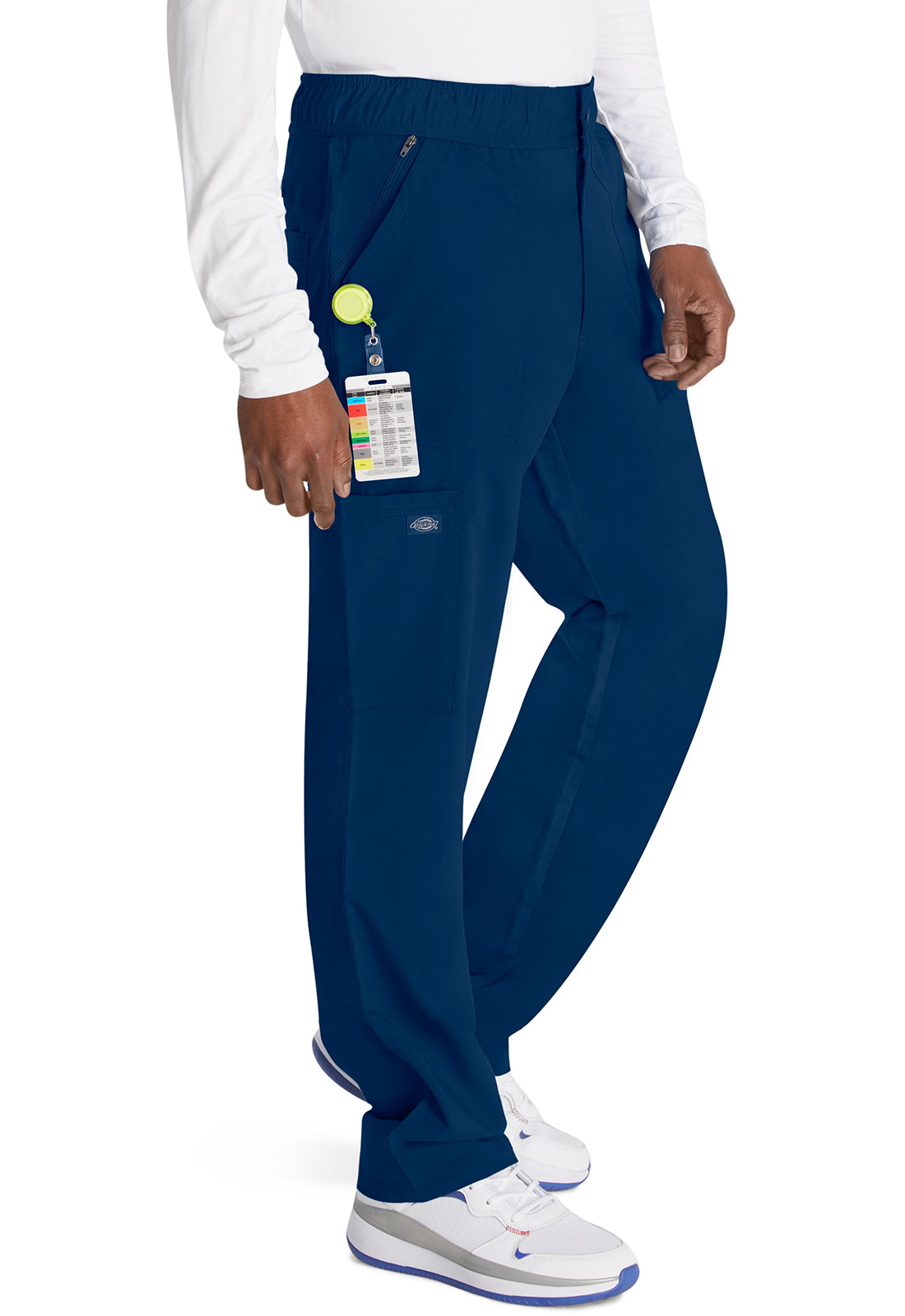 Herenbroek met middelhoge taille en rechte pijpen met elastische tailleband en 2-way stretch