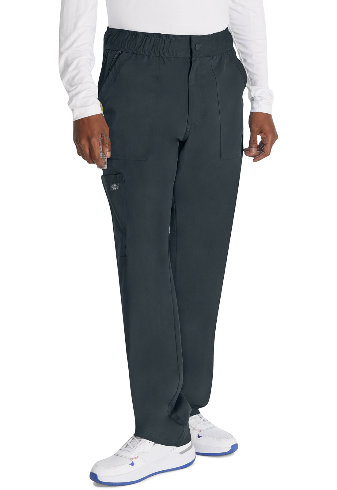 Herenbroek met middelhoge taille en rechte pijpen met elastische tailleband en 2-way stretch