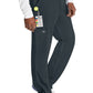 Herenbroek met middelhoge taille en rechte pijpen met elastische tailleband en 2-way stretch
