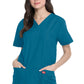 Unisex top en broek set met V-hals en taps toelopende broek met trekkoord