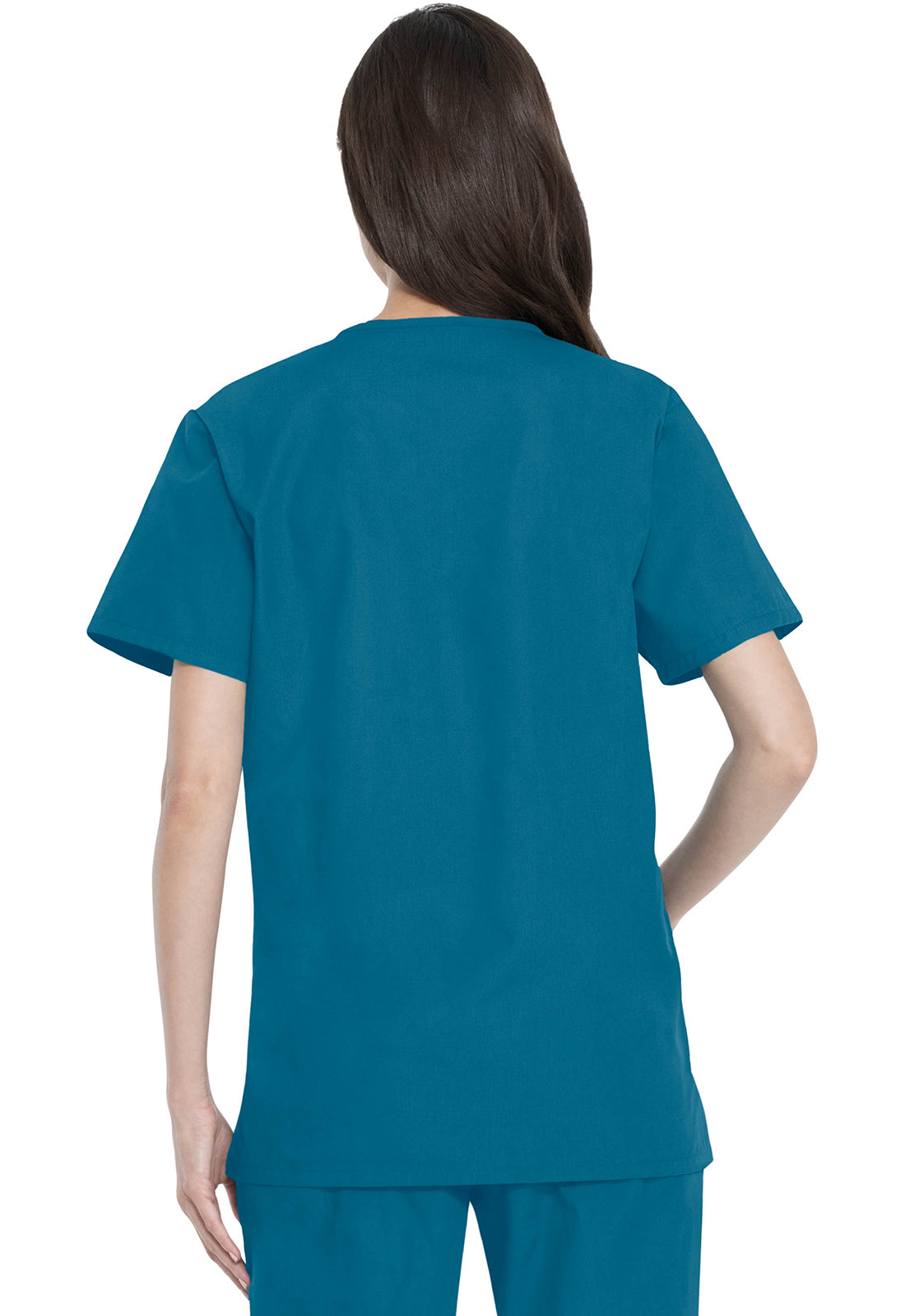 Unisex top en broek set met V-hals en taps toelopende broek met trekkoord