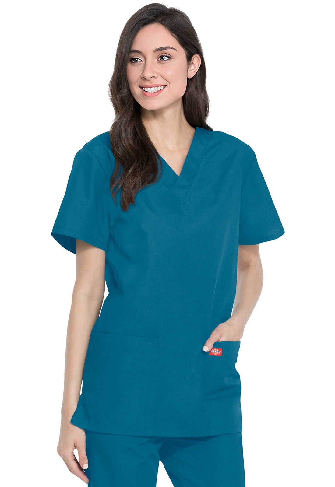 Unisex top en broek set met V-hals en taps toelopende broek met trekkoord