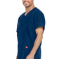 Unisex top en broek set met V-hals en taps toelopende broek met trekkoord