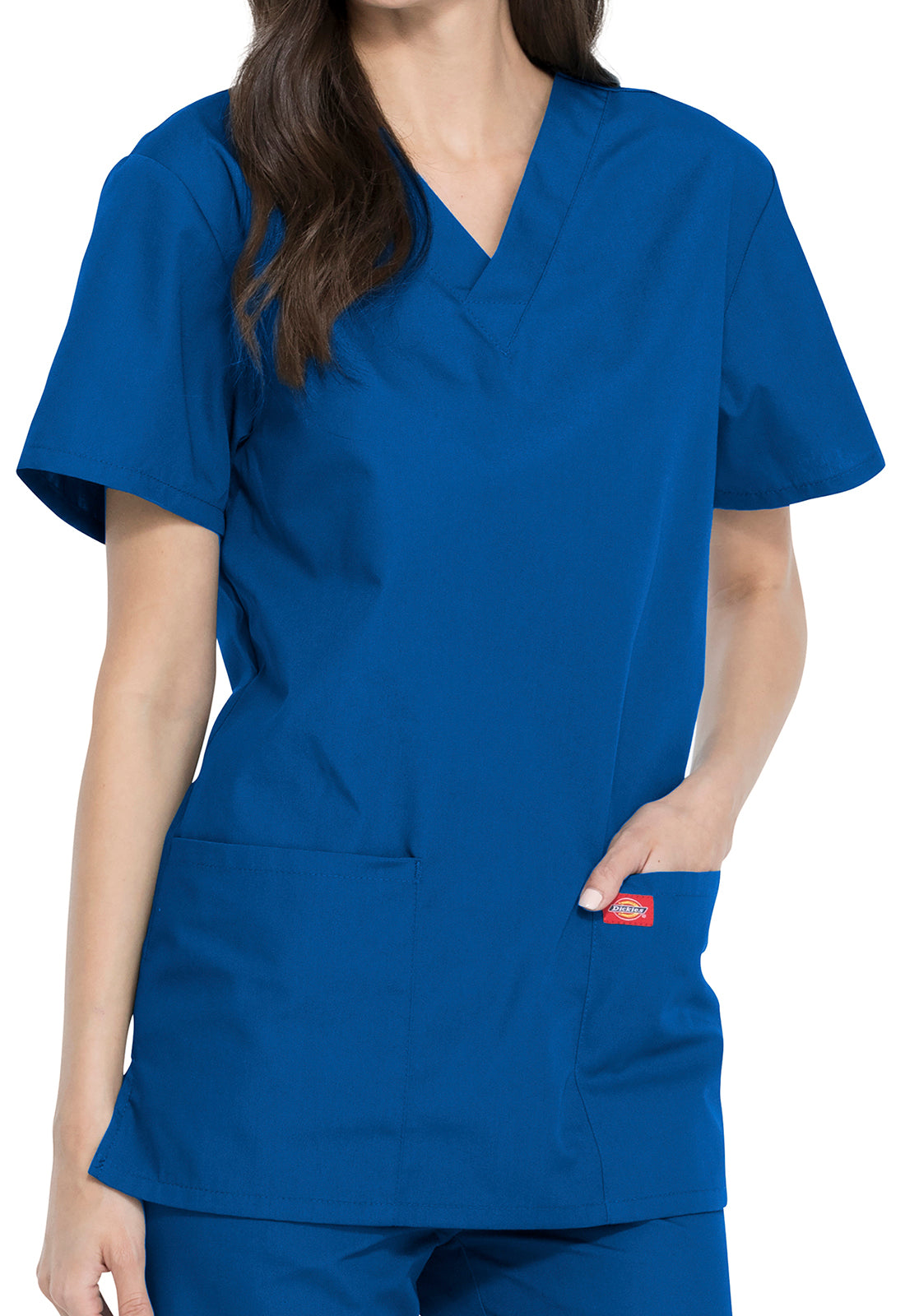 Unisex top en broek set met V-hals en taps toelopende broek met trekkoord