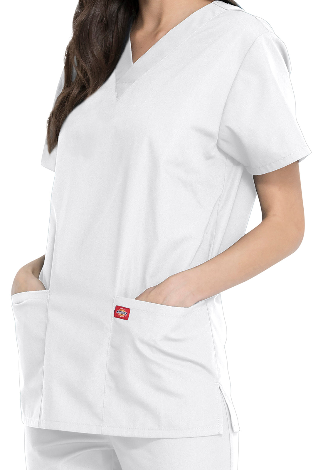 Unisex top en broek set met V-hals en taps toelopende broek met trekkoord