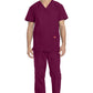Unisex top en broek set met V-hals en taps toelopende broek met trekkoord