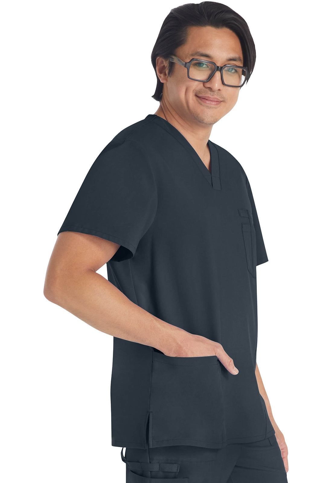 Heren T-shirt met V-hals met moderne pasvorm en 360° stretch