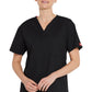 Unisex top met V-hals die in de broek gedragen kan worden met borstzak en zijsplitten