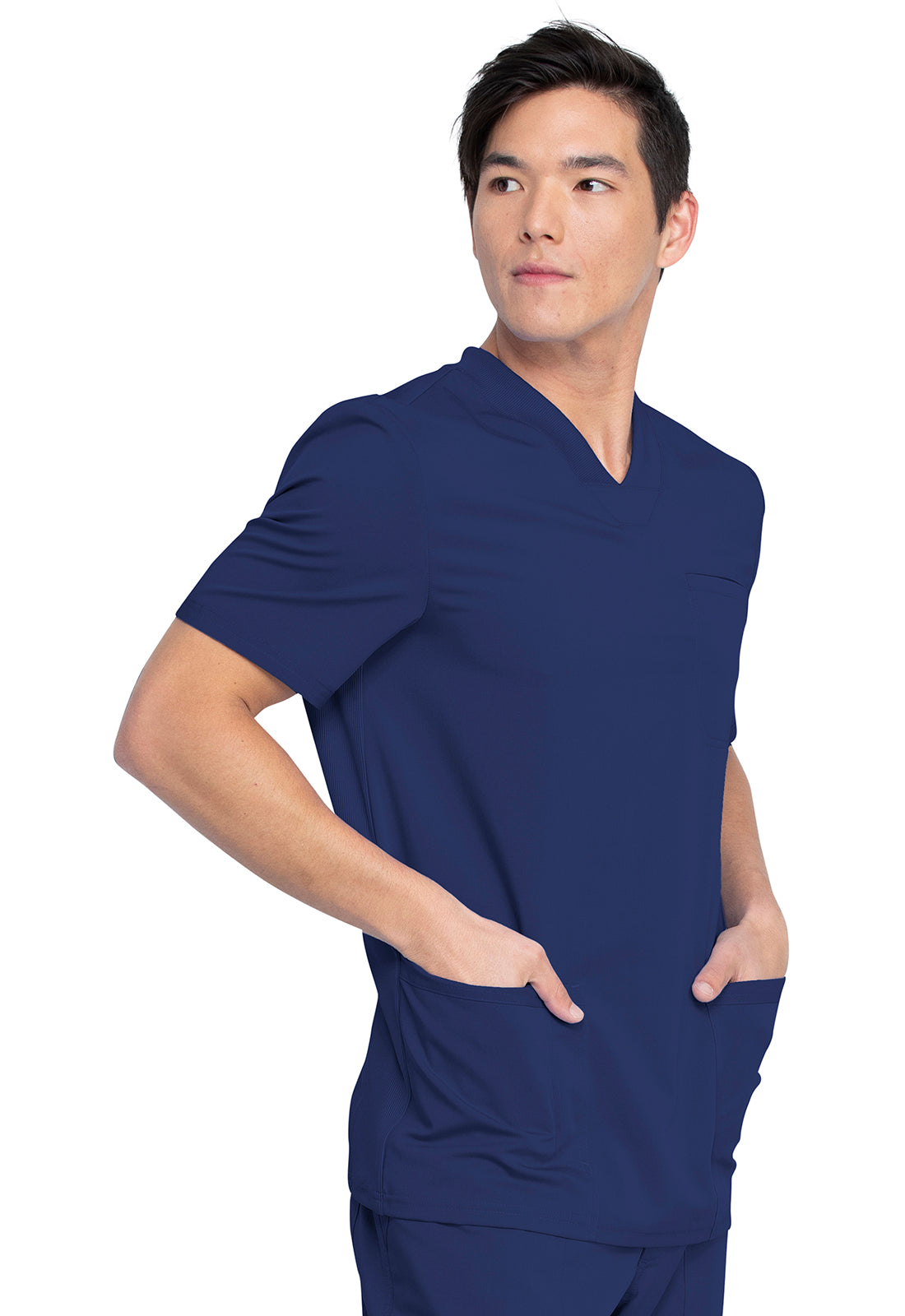 Heren T-shirt met V-hals met gebreide panelen en 2-way stretch