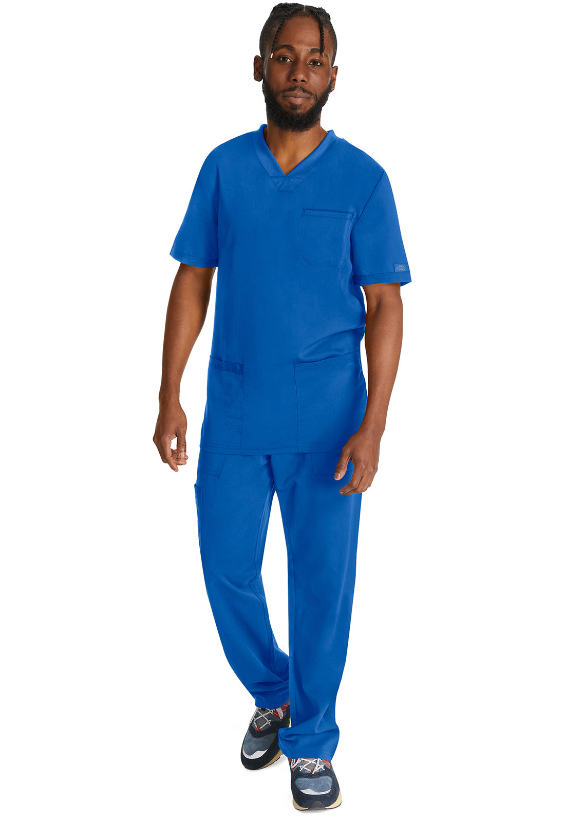 Heren T-shirt met V-hals met gebreide panelen en 2-way stretch