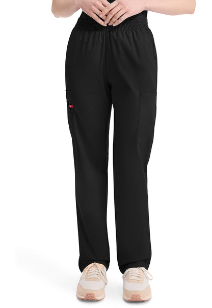 Broek met natuurlijke taille en taps toelopende pijpen dames met elastische tailleband en cargozakken
