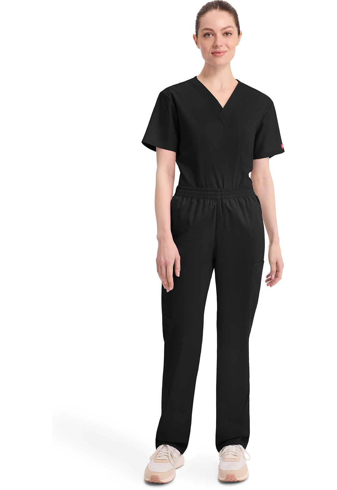 Broek met natuurlijke taille en taps toelopende pijpen dames met elastische tailleband en cargozakken
