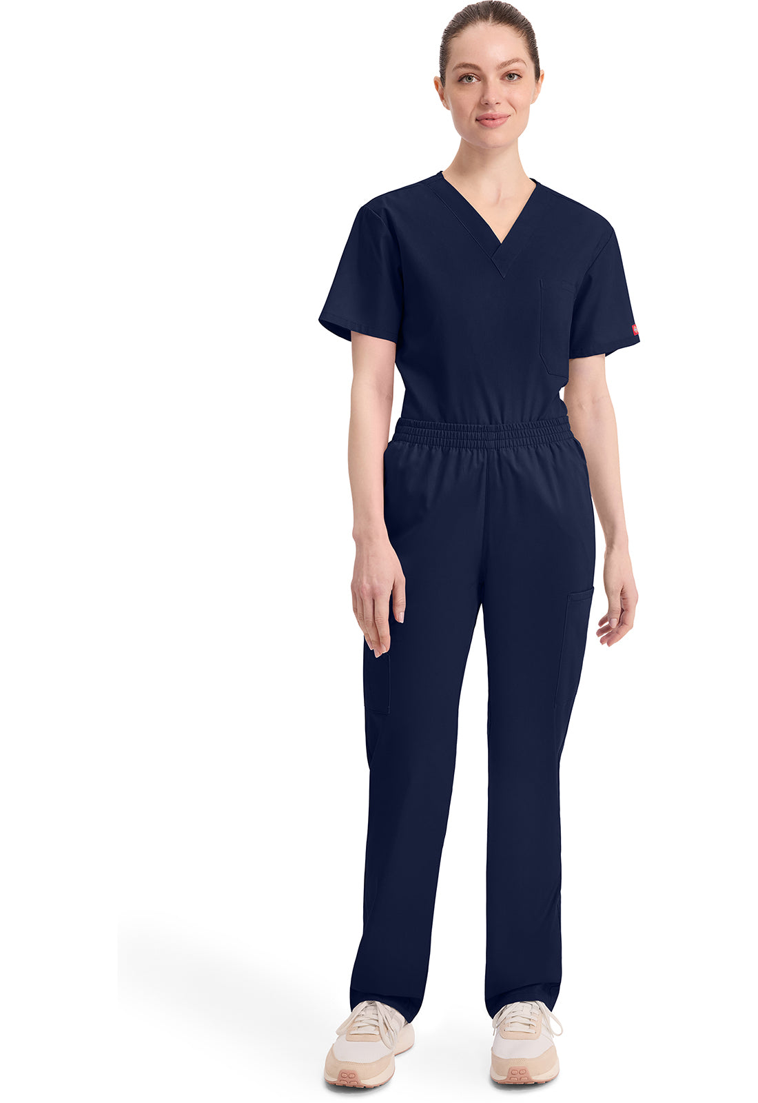 Broek met natuurlijke taille en taps toelopende pijpen dames met elastische tailleband en cargozakken
