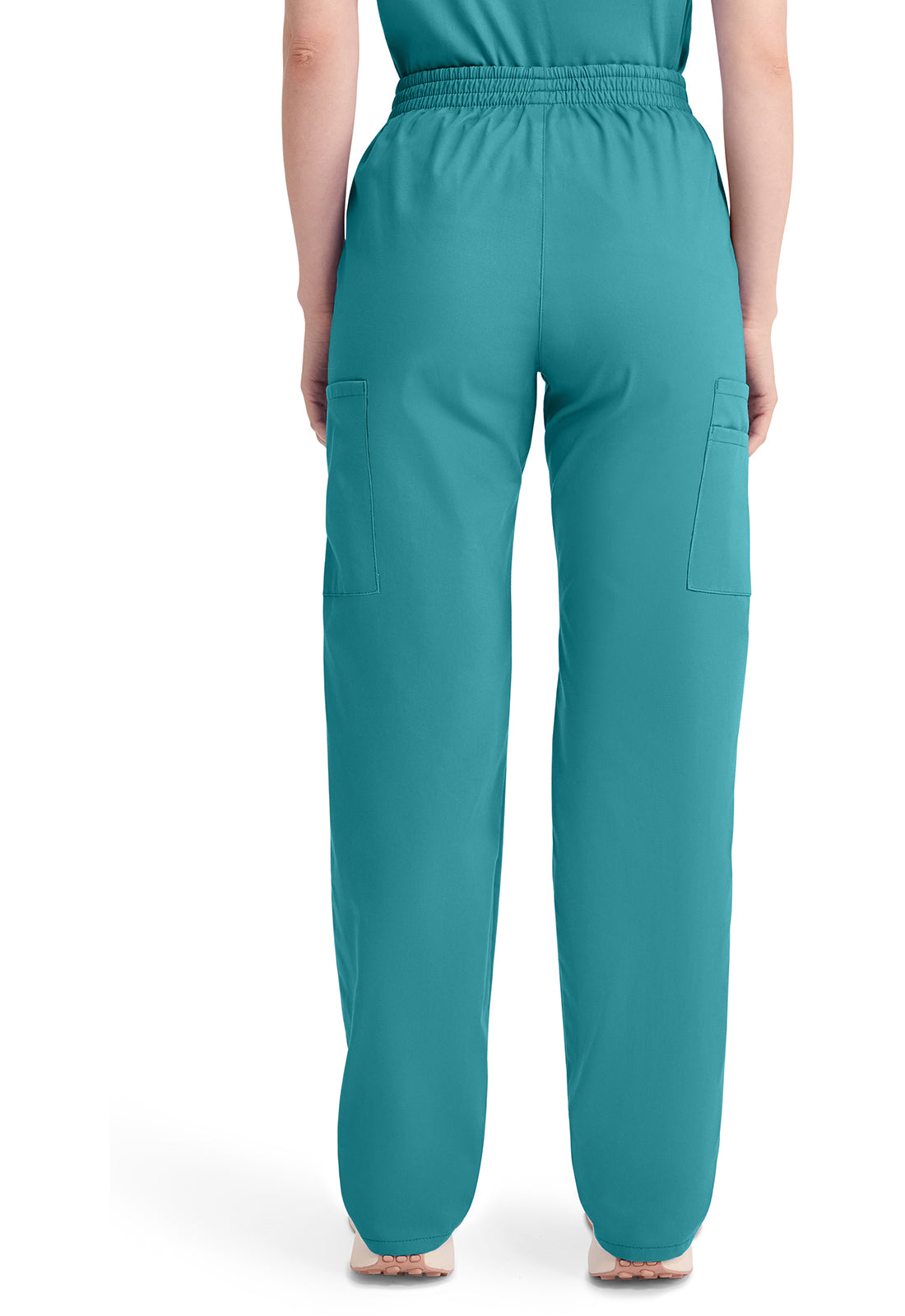 Broek met natuurlijke taille en taps toelopende pijpen dames met elastische tailleband en cargozakken DKE86106