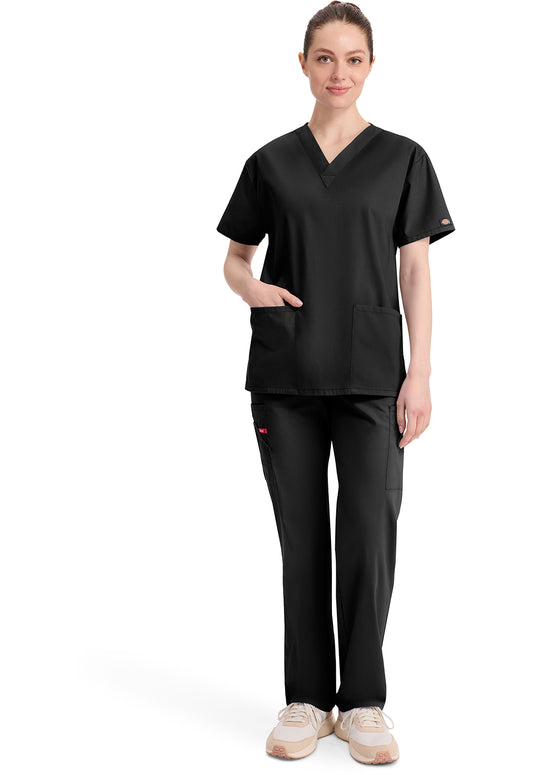 Top met V-hals in Caribisch blauw dames met modern classic pasvorm en zijsplitten DKE86706