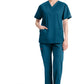 Top met V-hals in Caribisch blauw dames met modern classic pasvorm en zijsplitten DKE86706