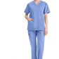 Top met V-hals in Caribisch blauw dames met modern classic pasvorm en zijsplitten DKE86706