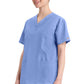 Top met V-hals in Caribisch blauw dames met modern classic pasvorm en zijsplitten DKE86706
