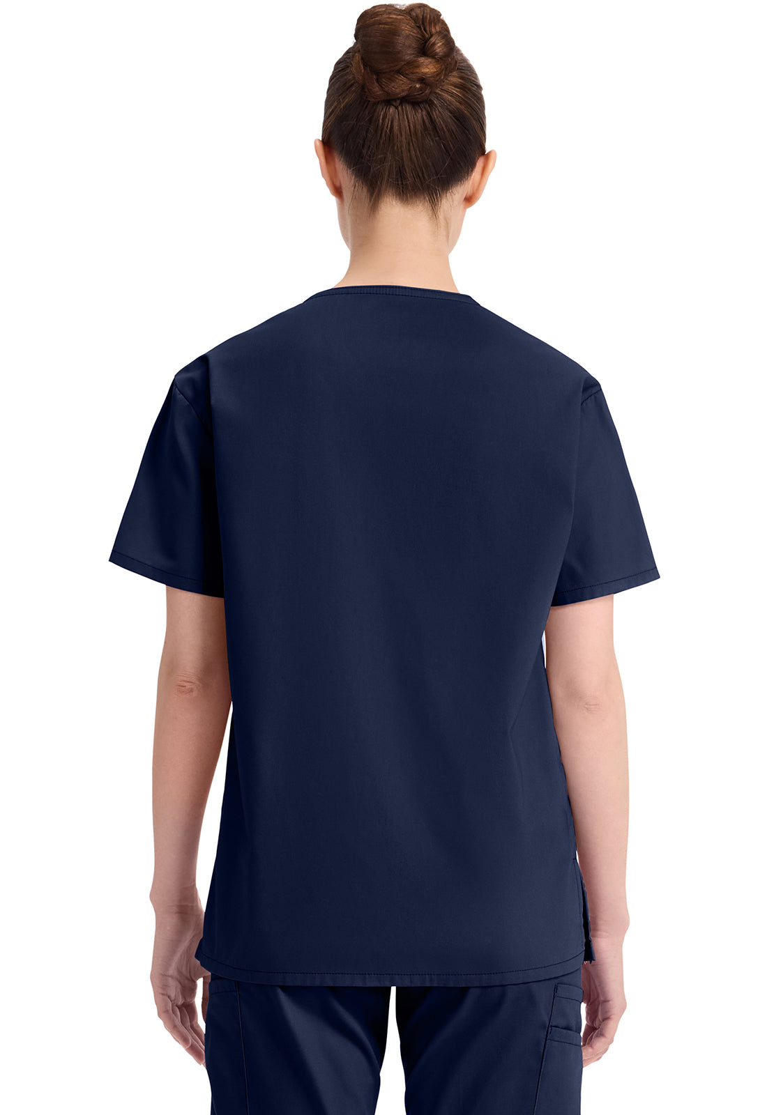 Top met V-hals in Caribisch blauw dames met modern classic pasvorm en zijsplitten DKE86706