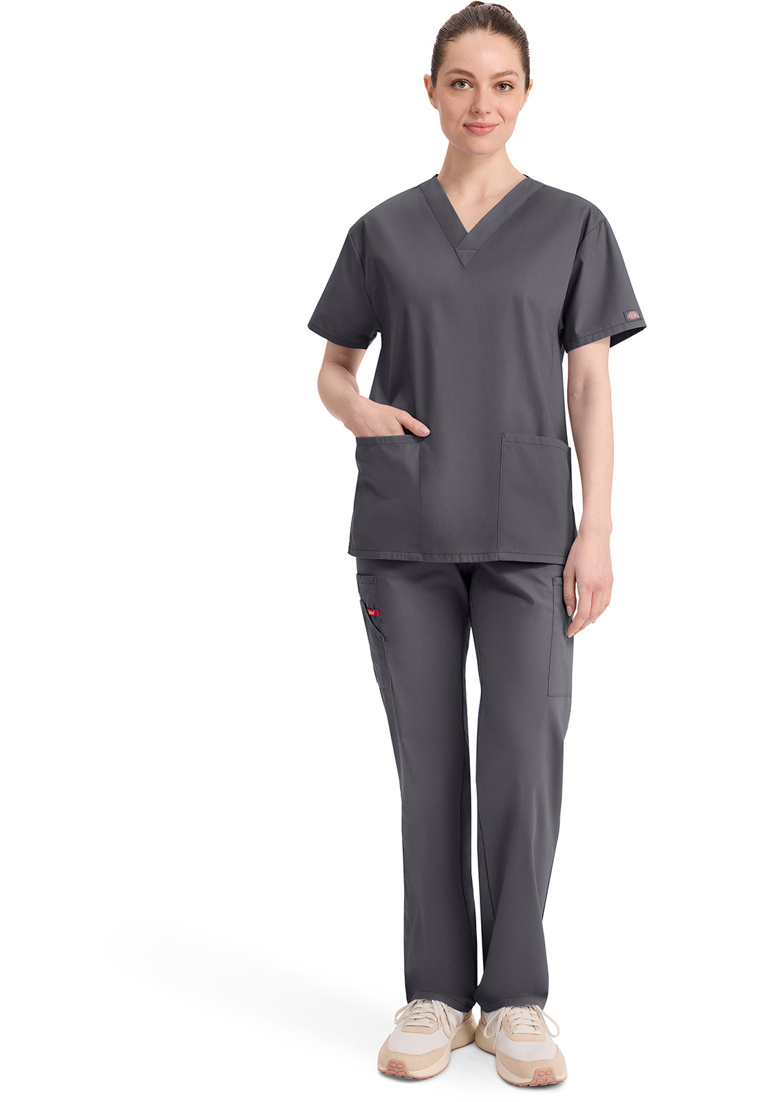 Top met V-hals in Caribisch blauw dames met modern classic pasvorm en zijsplitten DKE86706