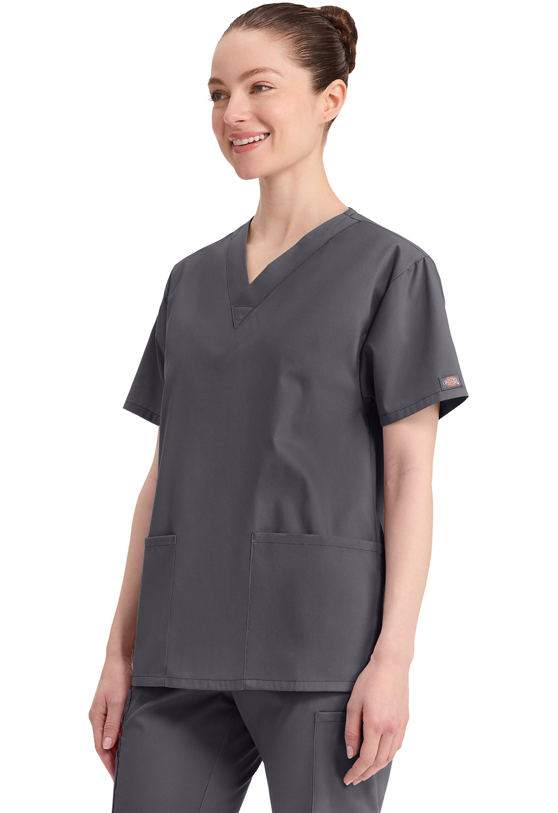 Top met V-hals in Caribisch blauw dames met modern classic pasvorm en zijsplitten DKE86706
