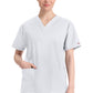 Top met V-hals in Caribisch blauw dames met modern classic pasvorm en zijsplitten DKE86706