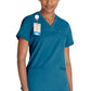 Top met V-hals en ribgebreide panelen dames met contemporary fit en stretchstof