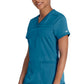 Top met V-hals en ribgebreide panelen dames met contemporary fit en stretchstof