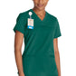 Top met V-hals en ribgebreide panelen dames met contemporary fit en stretchstof