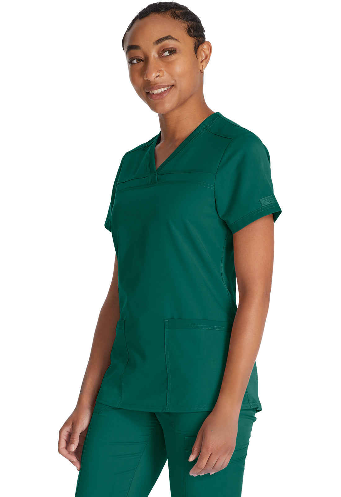 Top met V-hals en ribgebreide panelen dames met contemporary fit en stretchstof