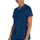 Top met V-hals en ribgebreide panelen dames met contemporary fit en stretchstof