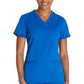 Top met V-hals en ribgebreide panelen dames met contemporary fit en stretchstof