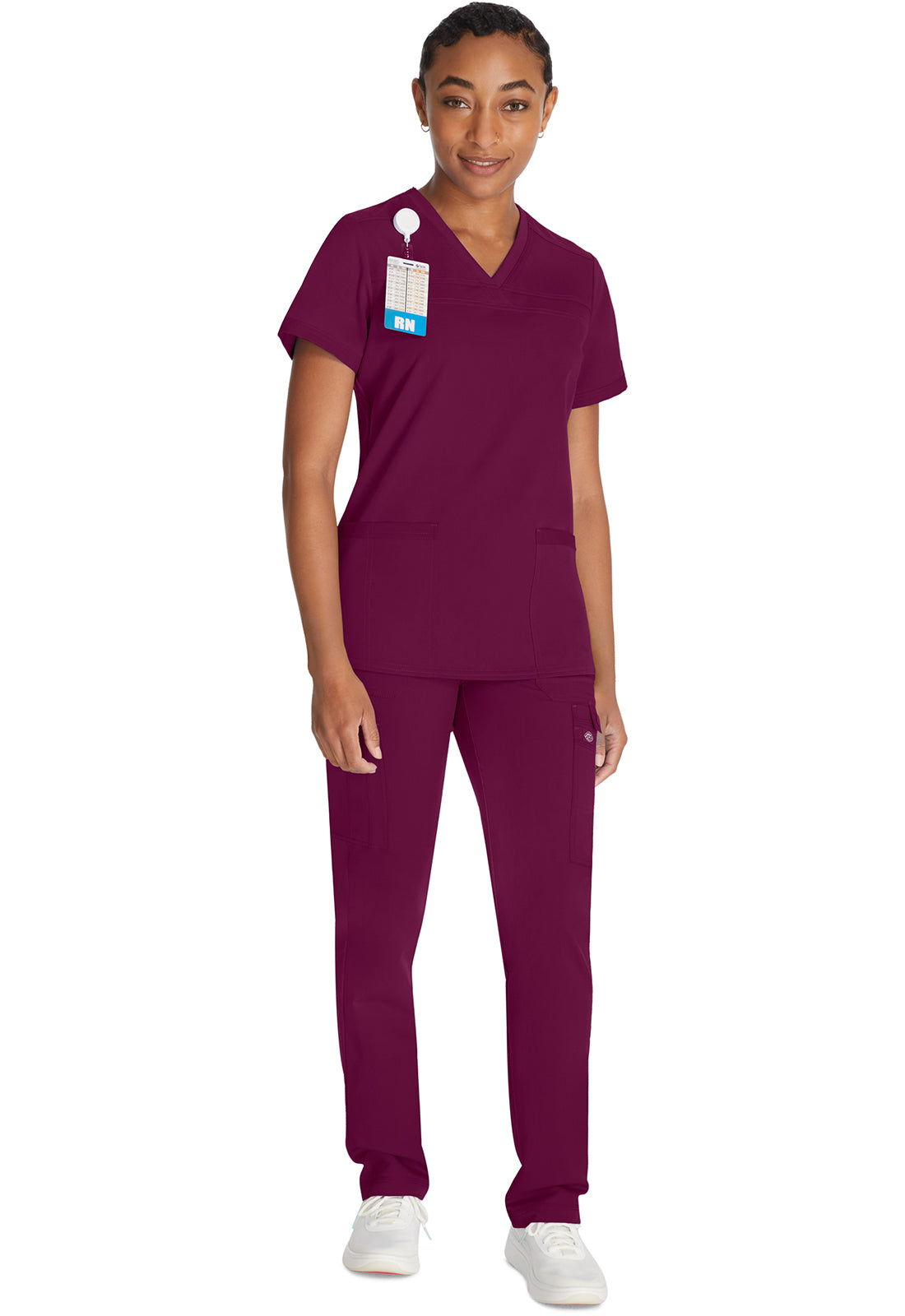 Top met V-hals en ribgebreide panelen dames met contemporary fit en stretchstof
