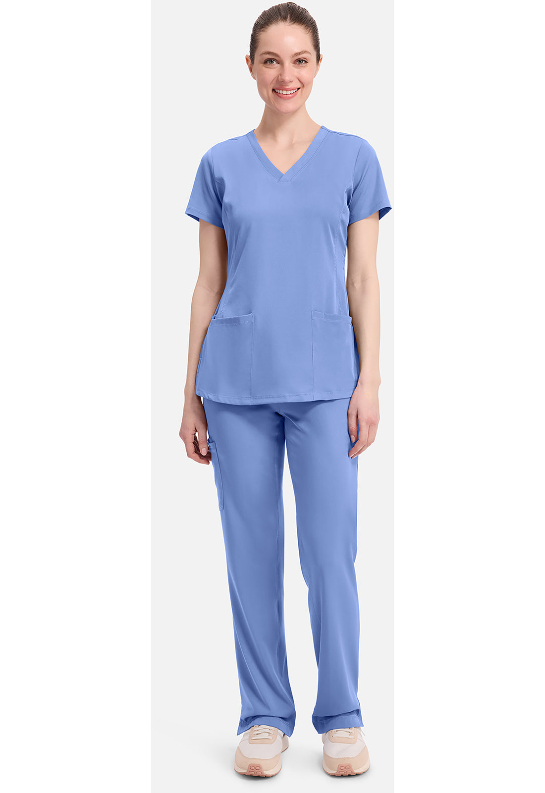 Monica Top dames met V-hals en moderne pasvorm met stretchmateriaal