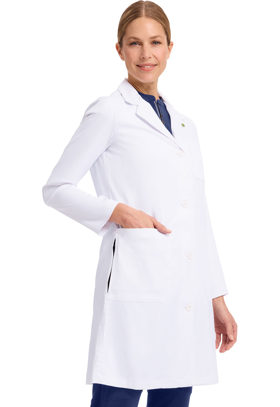 Faye laboratoriumjas dames met lange pasvorm en 2-way stretch