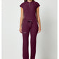 Nisha Pant met middelhoge taille en rechte pijpen met stretchmateriaal