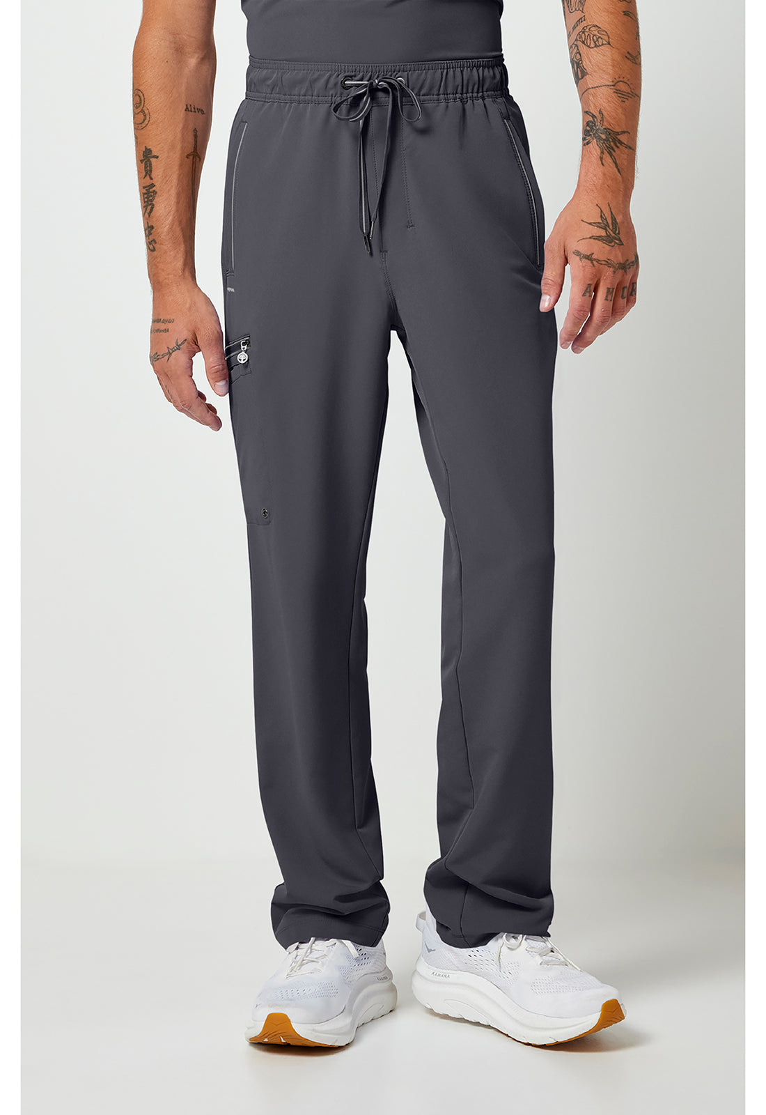 Noah-broek met middelhoge taille en rechte pijpen met stretchmateriaal
