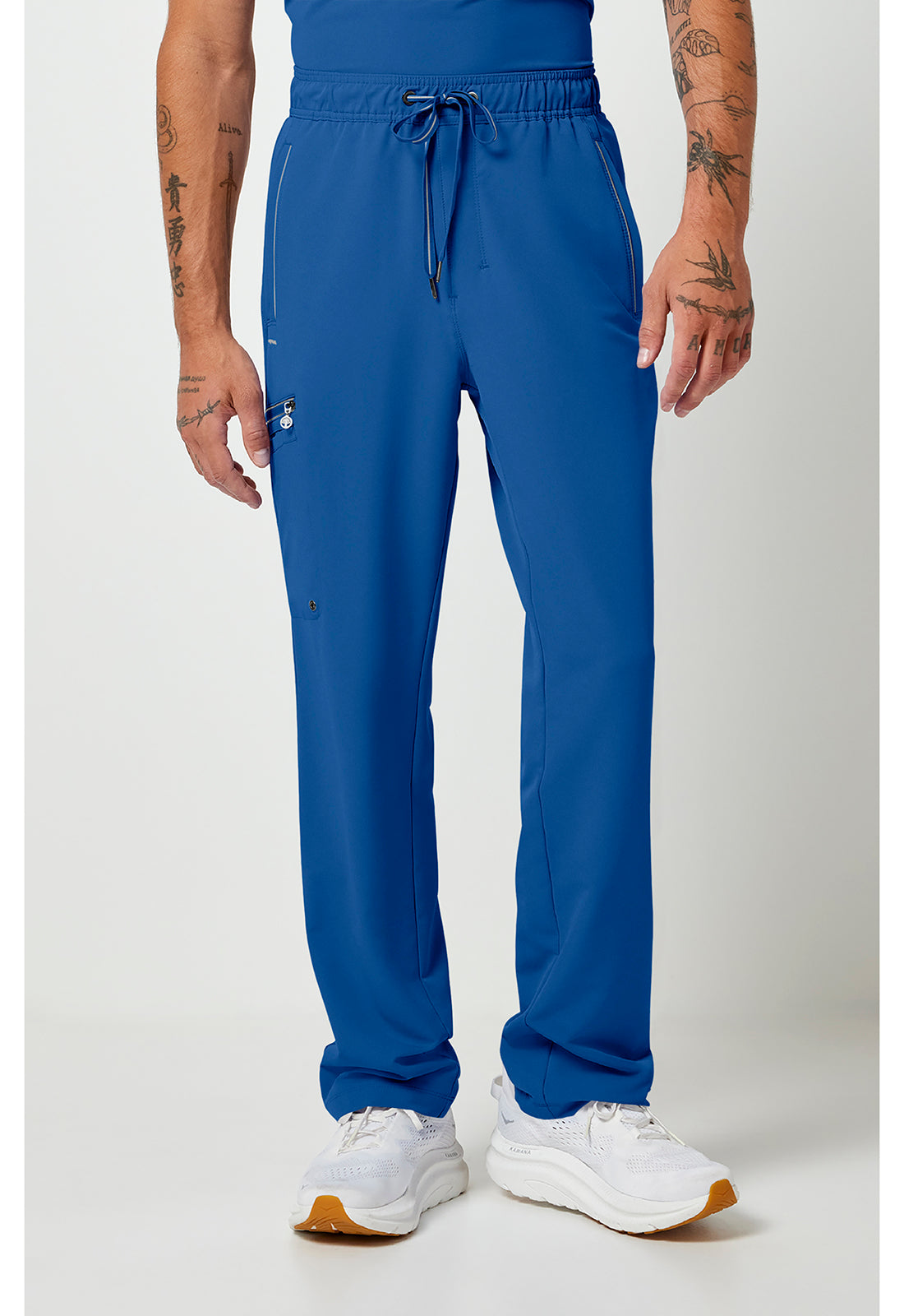 Noah-broek met middelhoge taille en rechte pijpen met stretchmateriaal
