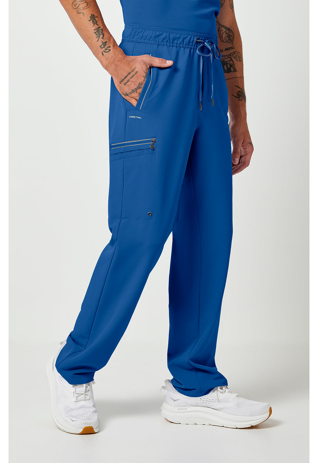 Noah-broek met middelhoge taille en rechte pijpen met stretchmateriaal