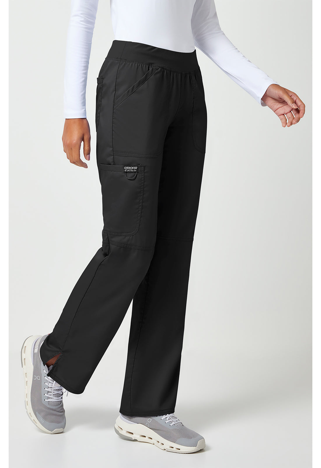 Cherokee Workwear Pull-on broek met middelhoge taille en rechte pijpen met elastische tailleband en cargozak WWE110