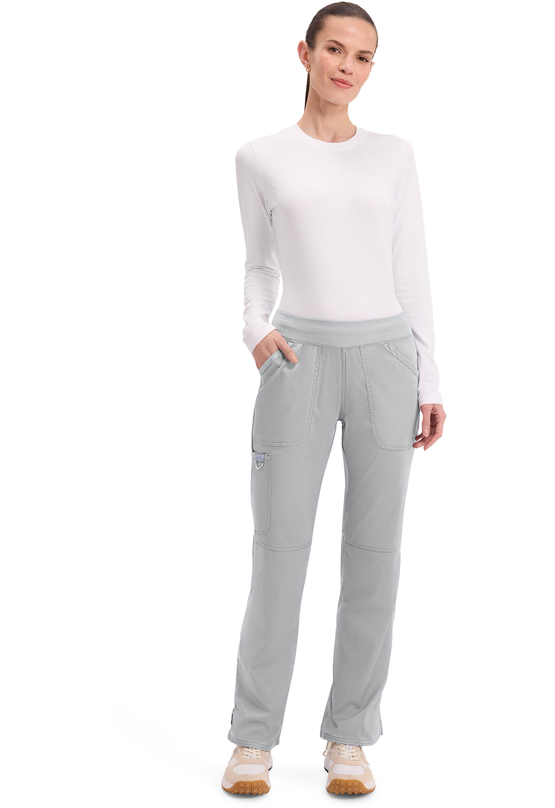 Cherokee Workwear Pull-on broek met middelhoge taille en rechte pijpen met elastische tailleband en cargozak WWE110