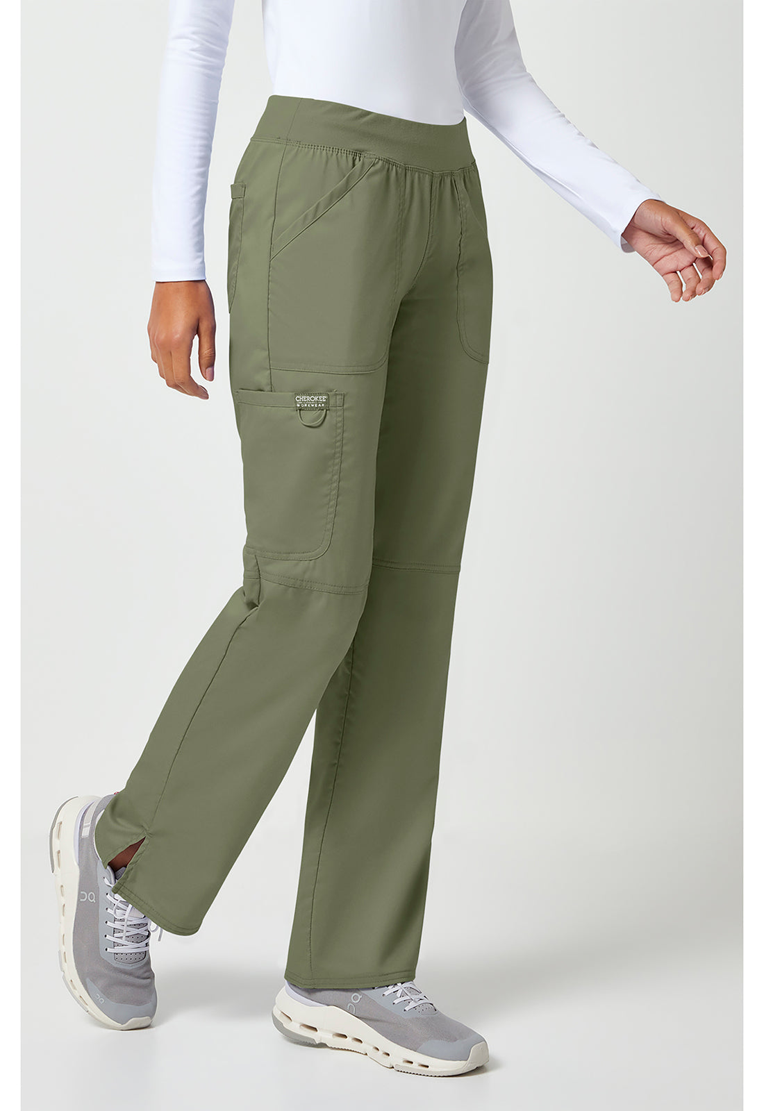 Cherokee Workwear Pull-on broek met middelhoge taille en rechte pijpen met elastische tailleband en cargozak WWE110