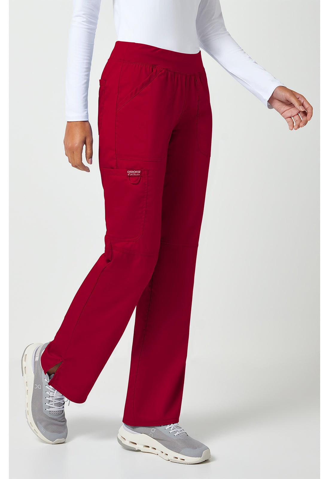 Cherokee Workwear Pull-on broek met middelhoge taille en rechte pijpen met elastische tailleband en cargozak WWE110