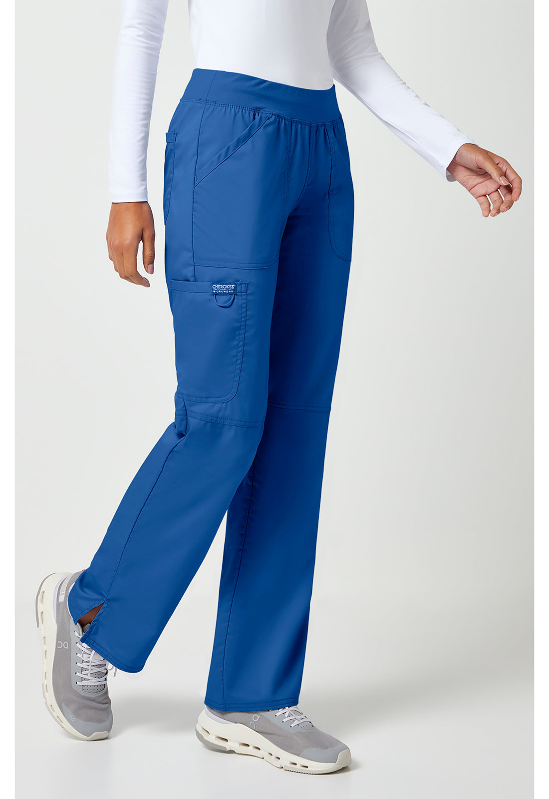 Cherokee Workwear Pull-on broek met middelhoge taille en rechte pijpen met elastische tailleband en cargozak WWE110