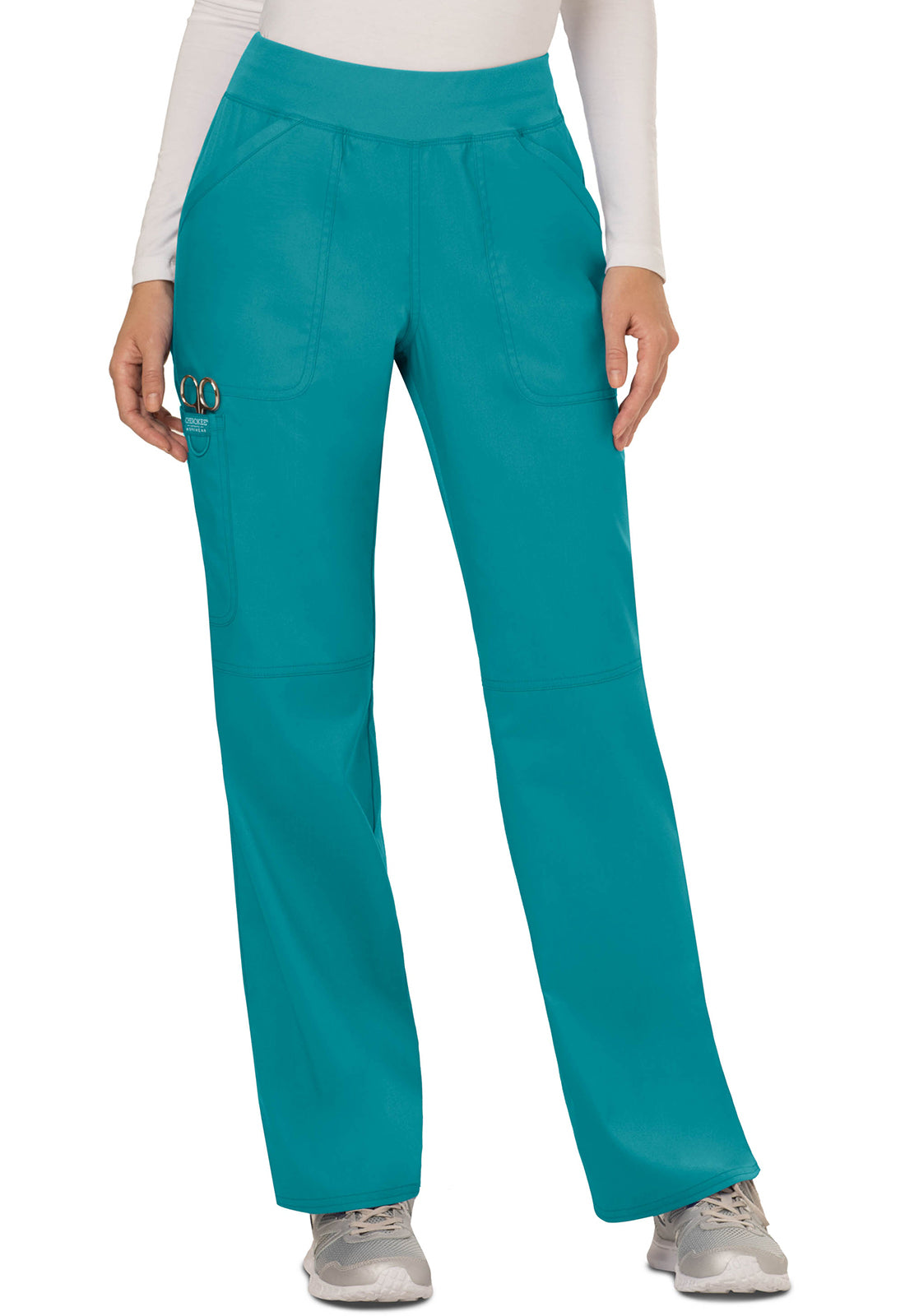 Cherokee Workwear Pull-on broek met middelhoge taille en rechte pijpen met elastische tailleband en cargozak WWE110