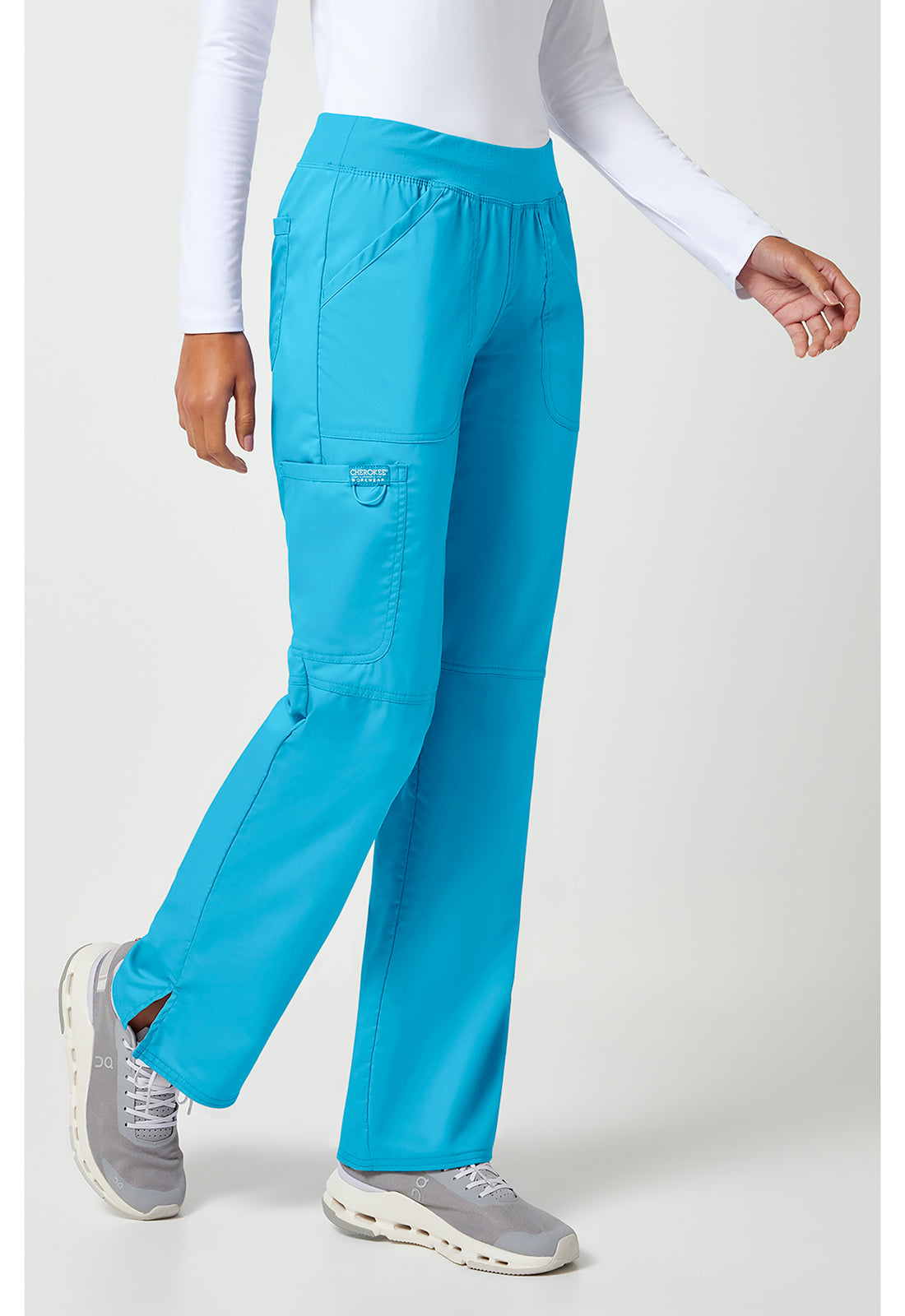 Cherokee Workwear Pull-on broek met middelhoge taille en rechte pijpen met elastische tailleband en cargozak WWE110