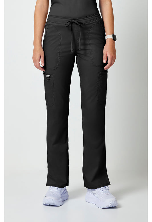 Mid-rise jeans met gematigde uitlopende pijpen en trekkoord met cargozakken en 2-way stretch WWE120