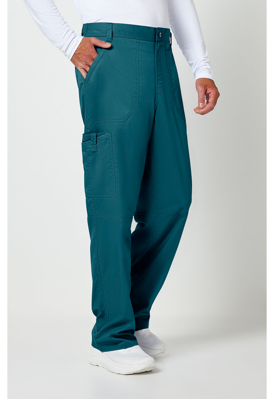Herenbroek met middelhoge taille en taps toelopende pijpen met 7 zakken en 2-way stretch WWE140